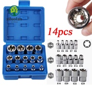 ZILUOLAN 14PCS/Set Hexagon Socket Nut Socket, 1/4" 3/8" 1/2" With Storage Box Wrench Head Star Socke