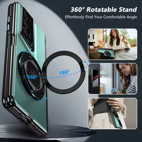 Matte Magnetic Hinge Screen Glass Case for Honor Magic V2 RSR Case Protection Bracket Ring Rotating 