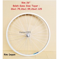 Rim 26"  OYAWA -26x1.75,26x1.95,26x2.125 ALLOY  Single Wall 36 Holes untuk basikal