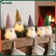 SERENDI Christmas Gnome Figurine, Fabric Sequin Pointed Hat Lighted Gnome Decoration, Gifts Plush Wh