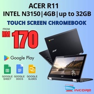Acer R11 Touch Screen + Flip Chromebook - Intel N3060 4GB Ram 16GB 32GB Storage 11.6 Inch Laptop Murah OS Playstore