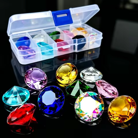 PJ7 10Pcs 20mm Crystal Diamond Paperweight Decorative Rainbow Maker Prism Glass Diamonds Wedding Roo