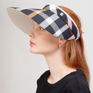 [DAKS] Women Black Check Sun Cap Hat Visor Light Hat Sunshade Sunblock Sunscreen UV Sunlight Block /from Seoul, Korea