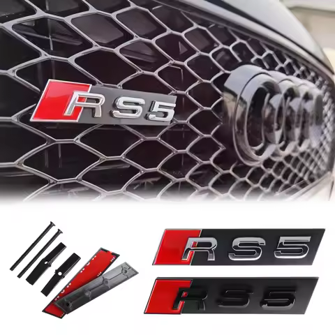 RS3 RS4 RS5 RS6 RS7 RS8 Logo Car Front Grille Badge Emblem Sticker Auto Accessories For Audi