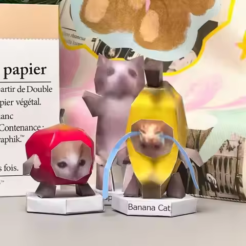 Oiiao Cat Huh Cat Paper Model Rotating Cat Home Decoration 3D Folding Paper Cat Wondering Kitten Han