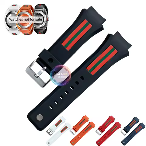 For Gucci Sync XXL YA137/YA137107A Rubber Watch Strap Dedicated Protruding Port Waterproof Man Black