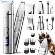 oneisall 4 in 1 Dog Grooming Kit with LCD Display, Dog Hair Trimmer for Paw Nail Grinder, Rechargeab