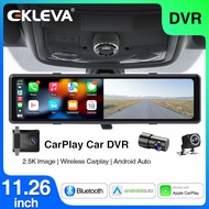 EKLEVA กล้องติดรถยนต์กระจก2.5K ขนาด11.26นิ้วกล้อง Carplay Wifi 1440P 3ระบบนำทางกระจกมองหลัง GPS กล้องติดรถยนต์อัตโนมัติกล้องถอยหลังรถยนต์