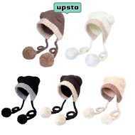 UPSTO Ear Protection Hat, Bear Ear Thickened Beanies Bear Hat, Cute Wool Crochet Knitted Caps Women