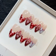 10ชิ้น/แพ็ค สไตล์ยุโรปและอเมริกันเล็บสตีลเล็ต ยาว, ดีไซน์แกะสลักดอกไม้เขตร้อน 3D, ย้อมสีพีชสริตแฮกซา