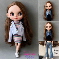 MAGICIAN1BH Blyth Doll Jeans Pants, Clothes Accessories Girl Gift Toys Rainbow Stripe Base Skirt, Fa
