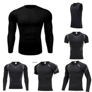 Men Compression Tight Gym Shirt Cool Dry Long Short Sleeve Fitness Baju Ketat Lengan Panjang Pendek 
