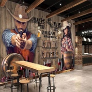 【SA wallpaper】 Wooden Wallpaper Sticker, Beer Pattern, Cowboy, 3D, Vintage Style, For Decorating The Walls Of Homes, Restaurants, Bars, Clubs.