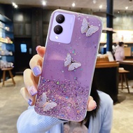 KONSMART Phone Case For VIVO Y17s Newest 2023 Luxury 3D Rhinestone Butterfly Bling Glitter Soft TPU Clear Phone Casing For VIVO Y78 5G Y27 4G 5G Y36 4G 5G Y02 Y02A Y35 Y02S Y16 Y22 Y22s Y77 5G