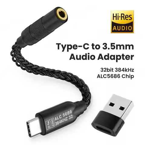 ALC5686 DAC HiFi Type C to 3.5mm Headphone Amplifier Adapter 32b/384kHz Audio Decoder IEM AMP for An
