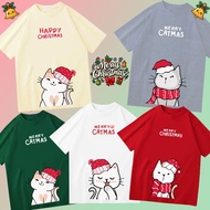SAYES - CHRISTMAS T-SHIRT CAT T-SHIRT CAT TSHIRT CHRISTMAS TSHIRT CUTE CAT T-SHIRT
