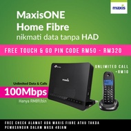 【100Mbps】MAXIS Home Fiber 100Mbps Unlimited Data - Free modem & Router (FREE RM50 RM120 RM150 RM220)