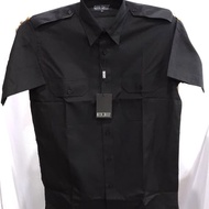 Kemeja Pilot Rita Ricci Hitam Reguler Pendek Bahan OXFORD