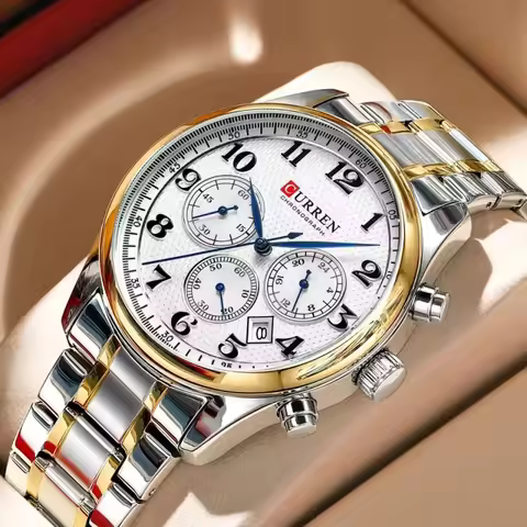 CURREN 8466 Men's Brand Quartz Watch Waterproof Timing Date Advanced Fashion Stainless Steel Strap O
