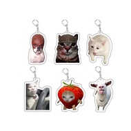 Key Chain Mobile Phone Charm Car Pendant Cute Cat Vomit Meme Dog With Red Mask Meme Black Cat Scream