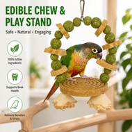 Edible Parrot Ring Swing Stand Chew Toy Hay Cake Beak Grinding Foraging Jumping Bird Supplies