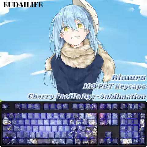 Rimuru 108 Keycaps Tensura Anime PBT DYE Sublimation Light Transmitting Cherry MX Cross Axis Switch 