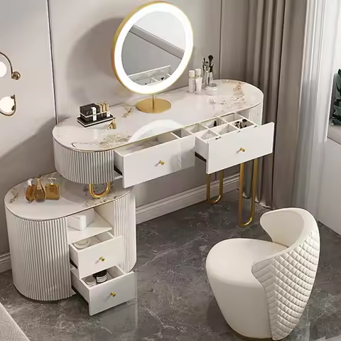 Nordic Expensive Dressing Table Girls Chair Vanity Mirror Dressing Table Large Nightstands Penteadei