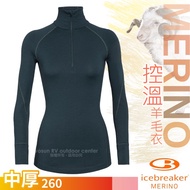 [New Zealand Icebreaker] Women Thick Merino Wool Long-Sleeved Warm Sweatshirt/Seaweed Green _ Ib1043