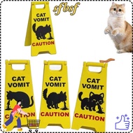 SFBSF Cat Poop Signs, Bright Yellow Mini Caution Overstimulated Desk Sign,  ABS Floor Dirty Warning 
