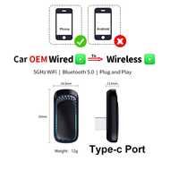 Hfcg Mall-Wireless Carplay Adapter Smart Box Plug and Play Bluetooth WiFi Receiver for Wired Cars Carplay
