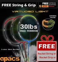 【 FREE String &amp; Grip】Apacs Virtuoso Badminton Racket 6U Racquet