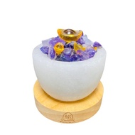 USB 迷你純白鹽燈 聚寶盆 圓球 元寶 水晶 開運 五行淨化桌上夜燈