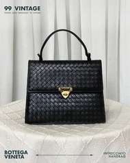Bottega Veneta Black intrecciato leather handbag vintage