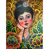 Stare (Batik Girl 2) (2018) by Jean Lynn | Original Painting | Acrylic on Canvas | 60 cm x 76 cm