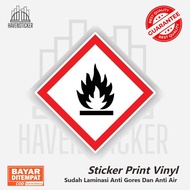 VINYL SYMBOL STICKER PRINT LABEL K3 WASTE B3 HAZMAT GHS EASY TO BURN ALREADY LAMINATED ANTI-SCRATCH