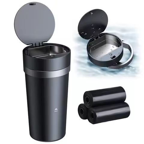Hipacool Portable 2 in 1 Car Trash Bin & Ashtray Auto Garbage Can Cigarette Rubbish Container Storag
