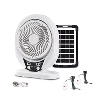 Electric Fan Solar Energy AC/DC 8in Rechargeable Table fan Outdoor with LED USB Ports Home Office Cooling Air Fan Household Desk