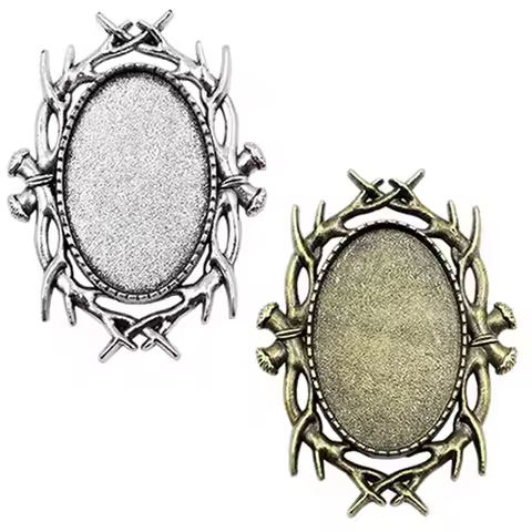 Onebeading Fit 18x25mm Oval Cabochons Brooch Blank Setting Bezel Vintage Base For DIY Making accesso