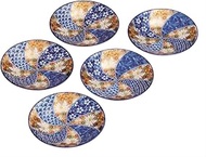 Kutani Yaki Wataya No. 5.5 Plate Assortment, Gold Hanazumi K9-127