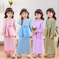 2-12y Baju Kurung Budak Perempuan Lace Raya Baju Raya 2024 Fesyen Peplum Budak Kanak-Kanak Perempuan