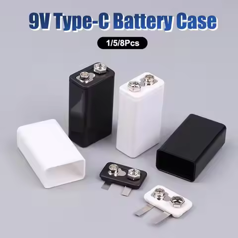 1/5/8Pcs 9V Type-C Battery Case 6F22 Lithium Battery Storage Box Square Battery Holder Portable Batt
