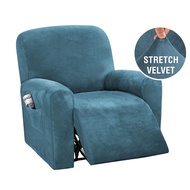 WOODP Stretchy Recliner Chair Covers Velvet Stay in Place Couch Slipcovers Thick Form Fitter Sofa Pr