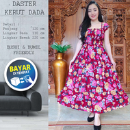 Daster Kerut Dada Long Dress Lengan Pendek Daster Rayon Wanita Kekinian Maxi Dress Dada Kerut Daster
