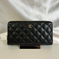 CHANEL 23開 黑銀荔枝ㄇ拉長夾