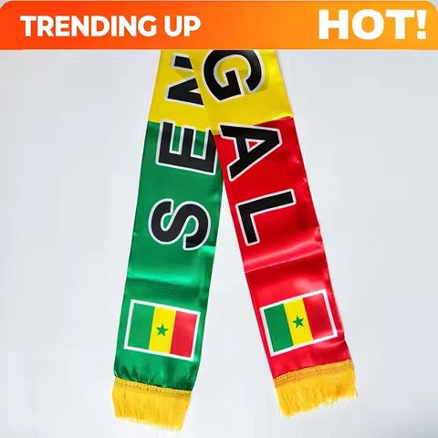 Customize Senegal Flag Scarf Banner, 5.51X53.15inch/1pc Double-Layer Double-Sided Printed Satin Fabr