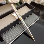 PARKER Series Silver-Plated Plaid White Clip Gold Ballpoint Pen Rotating Student