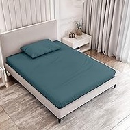 Natemia Full Size Fitted Sheet Set - Organic Cotton Jersey - 54 x 75 Inches Sheet for Full Mattress 