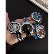 Neki Stainless Steel Irregular Shape Watch | Digital Rolling Display + Analog Hands | Futuristic Fas