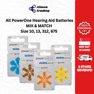 Hearing aid battery. PowerOne P312, P10, P13, P675 100% made in Varta Germany