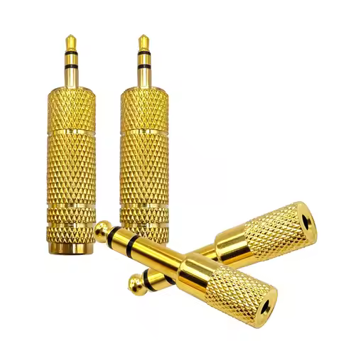 Miwayer 2pcs 6.35mm (1/4") to 3.5mm (1/8") Gold Plated Adapter 360° Grip for Guitar Amp Recording St